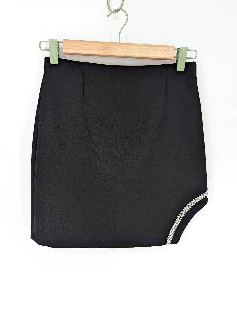 Zara Jewel Trim Black Mini Skirt Blogger Fave Rhinestone XS